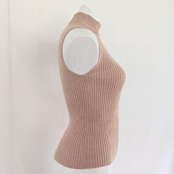 Becca Tilley x Bar III Mock Neck Sleeveless Ribbed Chenille Sweater, XS NWT - Picture 4 of 6